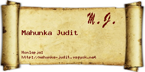 Mahunka Judit névjegykártya